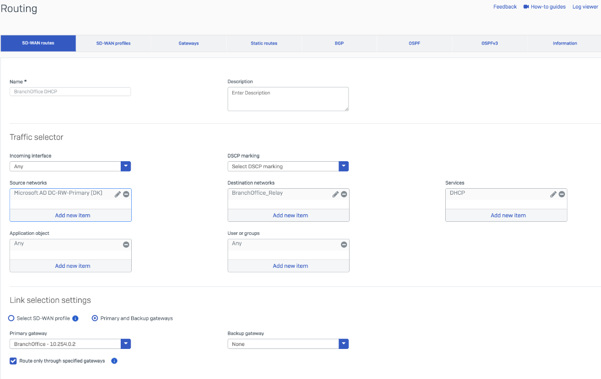 SD-WAN DHCP